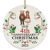 Bear Couple Our 4th Anniversary 2023 Ornament Gift 4 Years Christmas Together - £11.57 GBP