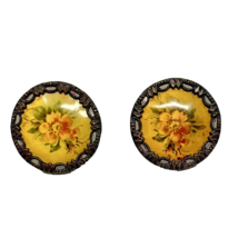 Vintage Framed Floral Button Stud Earrings - $14.24