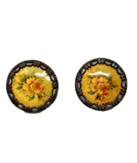 Vintage Framed Floral Button Stud Earrings - $19.47 CAD