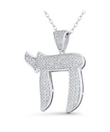 Chai Life CZ Crystal Jewish Hebrew .925 Sterling Silver Rhodium Necklace... - $812.22 MXN+