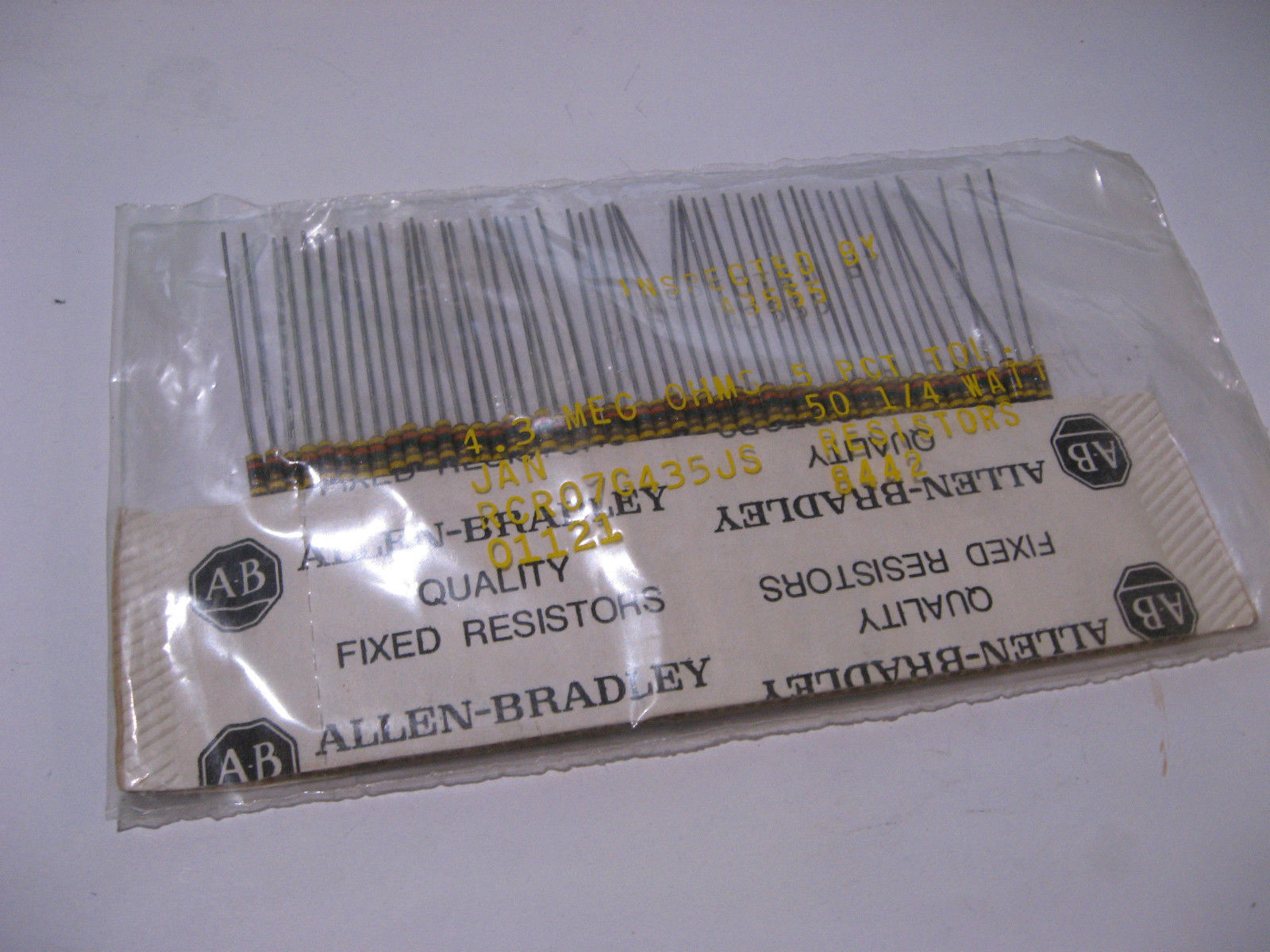 50 Pack Allen-Bradley Resistor 4.3 MegOhm 1/4W 5% RCR07G435JS Carbon Composition - $11.40