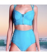 $148 Miraclesuit Bikini Top 10 Jade Underwire FNT Zip Long Line Adjustab... - £41.78 GBP