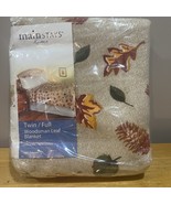 Vtg MAINSTAYS Home Twin/Full Fall Leaves Brown Autumn Blanket 72x90 - $55.56 CAD