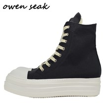 Seak Men Canvas Shoes  Platform Boots Lace Up Sneakers Casual Women Height Incre - £227.36 GBP