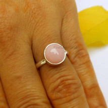 Natural Pink Opal Gemstone Ring, Opal Silver Ring, Pink Opal Ring, Stone of Gods - £36.77 GBP