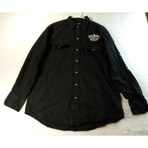 Jack Daniel&#39;s Shirt Mens Large Button Down Black 100% Cotton Long Sleeve Pockets - £23.08 GBP