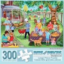 Bits &amp; Pieces Backyard Barbecue Jigsaw Puzzle 300 Large Pieces 24&quot; X 18&quot; Cib Oop - £35.60 GBP