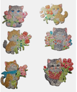 6pcs CAT Kittens Diamond Jewel Art for Refrigerator Magnetic Decor Set C... - $18.80