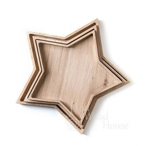 Handmade Christmas  star shape different size plates set from oak - $77.00