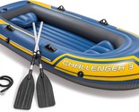 Challenger 3 Inflatable Raft Boat Set With Pump And Oars, Blue, Intex 68... - $107.99