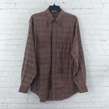 Lands End Shirt Mens Large 16-16 1\2 Brown Plaid Long Sleeve Cotton Butt... - £14.17 GBP