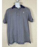 Peter Millar Blue / White Striped Polo Shirt Short Sleeve E Monogramed M... - £11.98 GBP