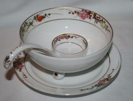 NIPPON Hand Painted 3 pc Whipped Cream Set Ball Foot Bowl, Ladle &amp; Plate #682 - £53.56 GBP