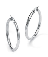 PalmBeach Jewelry Stainless Steel Tubular Lightweight Hoop Earrings (70mm) - £31.54 GBP