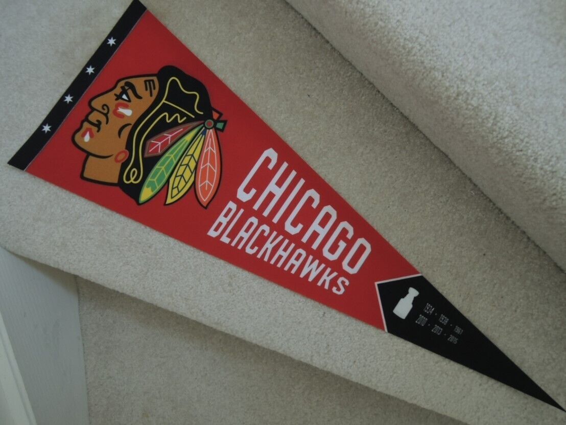Chicago Blackhawks Pennant 6 Years Stanley Cup Champions NHL Souvenir NEW - £10.54 GBP