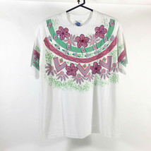 Rare Brush Works Hand Painted Women&#39;s White T Shirt USA - £21.34 GBP