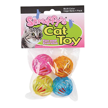 SFY Multi-Colour Cat Play Balls - 4-Pack with Bells - £6.69 GBP