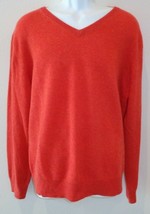 Alan Flusser Size XL Tangerine Orange Cashmere V-Neck Sweater New Mens Clothing - £185.90 GBP