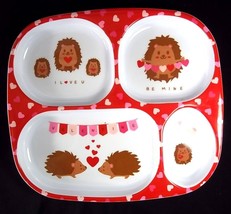 Valentine&#39;s melamine 4 part divided plate Hedgehogs Hearts Be Mine NEW 2023 - $6.50