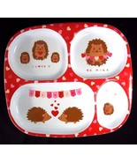 Valentine&#39;s melamine 4 part divided plate Hedgehogs Hearts Be Mine NEW 2023 - £5.10 GBP