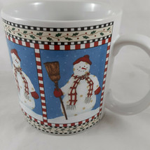 Debbie Mumm Christmas Cup Mug Sakura 2 Snowman w Red Cap &amp; Scarf - $9.89