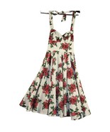 Hell Bunny Vixen Womens XS Dress White Red Roses Rockabilly 50s Cannes S... - £18.48 GBP