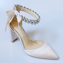 JEWEL Badgley Mischka Shoes Special Occasion Pumps Satin Fabric Beige Womens 7.5 - £43.42 GBP