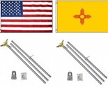 Moon Knives 3x5 USA American &amp; State of New Mexico Flag &amp; 2 Aluminum Pol... - $44.88