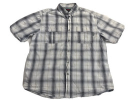 Wolverine Men&#39;s Button Front Cotton Gray Plaid Short Sleeve Shirt Size XL - $7.60