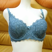 BRA BALCONETTE UNDERWIRE LIGHTLY PADDED MADE IN EUROPE COTTON LINED BLUE... - £33.96 GBP
