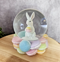 Easter Bunny Snow Globe Macarons Cookies Pastel 5&quot; Sweet Treats Glitter NEW - £23.15 GBP