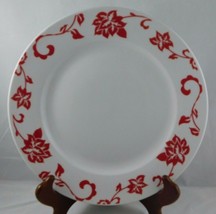 Royal Norfolk White Dinner Plate 10 1/2&quot; Red Pattern Floral Vines Scrolls Flower - £7.59 GBP