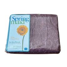 VTG Springmaid King Fitted Sheet Purple Marble Print 180 TC No Iron Perc... - $26.72