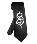 Slipknot Symbol tie black satin silk hand-painted necktie - $28.00