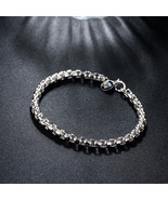 925 Sterling Silver Charm Round Bangle Women&#39;s Fashion Bracelet DLH157 - £8.80 GBP