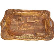 VTG Silberne Souvenir Resin Tray One Tray Raised 3D Building &amp;Writing - $54.45