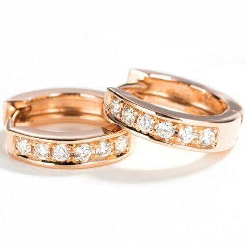 Primary image for 0.30CT Round Cut Simulated Diamond 14K Rose Gold Plated Silver Hoop Earrings