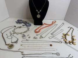 Vintage 22pc  Rhinestone Jewelry Lot Of Unsigned Necklaces - $28.49