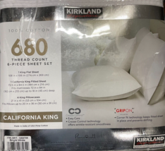 Kirkland Signature Cal King Bright White 680 Thread Count 6-Piece Bed Sheet Set - £62.92 GBP