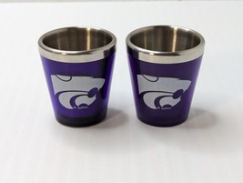 Pair Of (2) Kansas State Wildcats Stainless Steel Shot Glasses KSU Purple  - £15.48 GBP