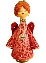 Paper Mache 1960s Music Box Angel Doll Hand Painted Rose &amp; Gold 10&quot; VTG Bags1 - £59.79 GBP