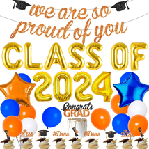 Graduation Decorations 2024 - Class of 2024 Party Supplies Orange and Blue We Ar - £27.46 GBP