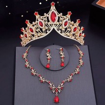 Luxury Crystal Bridal Jewelry Set | Rhinestone Crystal Tiara Earrings Ne... - £41.55 GBP