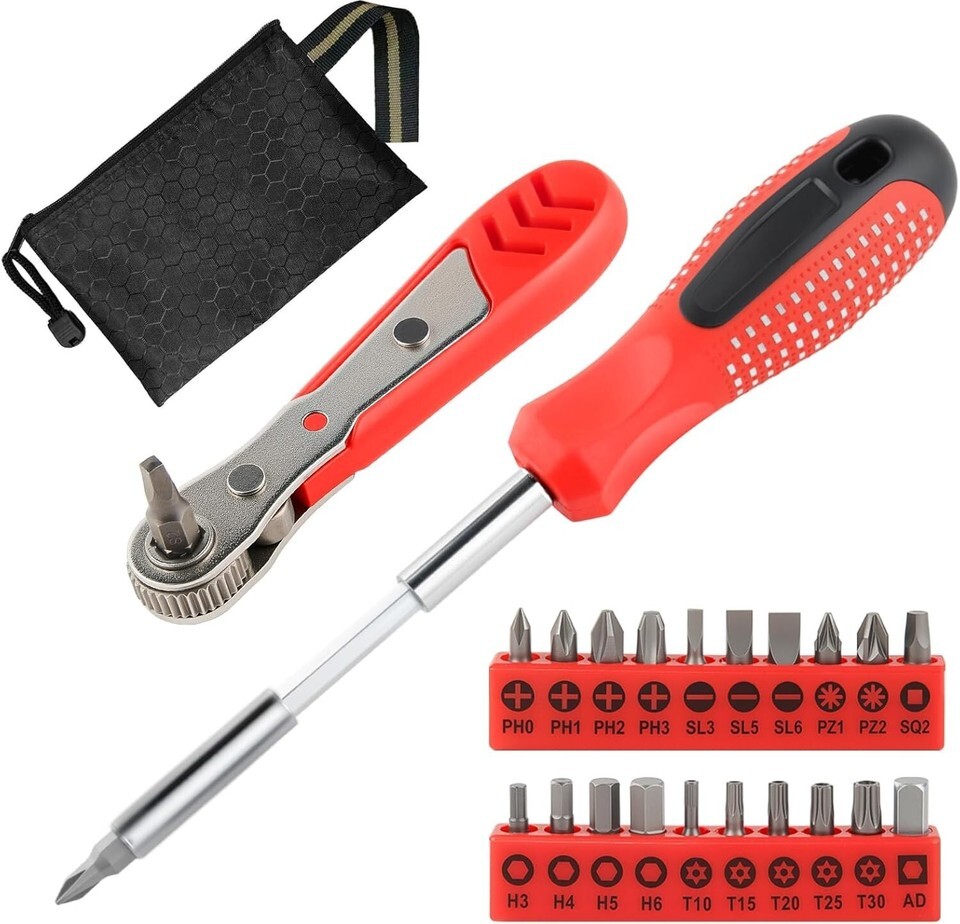 24 Pcs Screwdriver Set,Right Angle Ratcheting Screwdriver Set with 1/4 E... - $17.82
