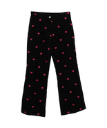 LILLY PULITZER Black Embroidered Hearts Stretch Velveteen Flared Pants 14 - £47.17 GBP