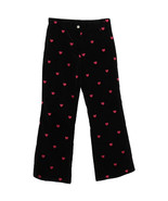 LILLY PULITZER Black Embroidered Hearts Stretch Velveteen Flared Pants 14 - $81.48 CAD