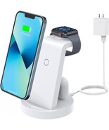 Wireless Charging Station, 3 in 1 Wireless Charger (with Adapter) (White) - £28.11 GBP