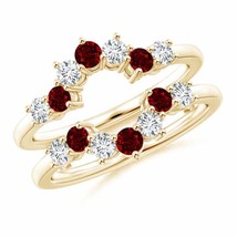 ANGARA Ruby and Diamond Sunburst Ring Wrap for Women, Girls in 14K Solid Gold - £2,041.56 GBP