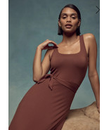 Quince Tencel Jersey Side Tie Midi Dress Sleeveless, Brown, Sz. M - $34.64