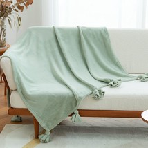  Flannel Fleece Throw Blankets with Knot Fringe - £19.18 GBP